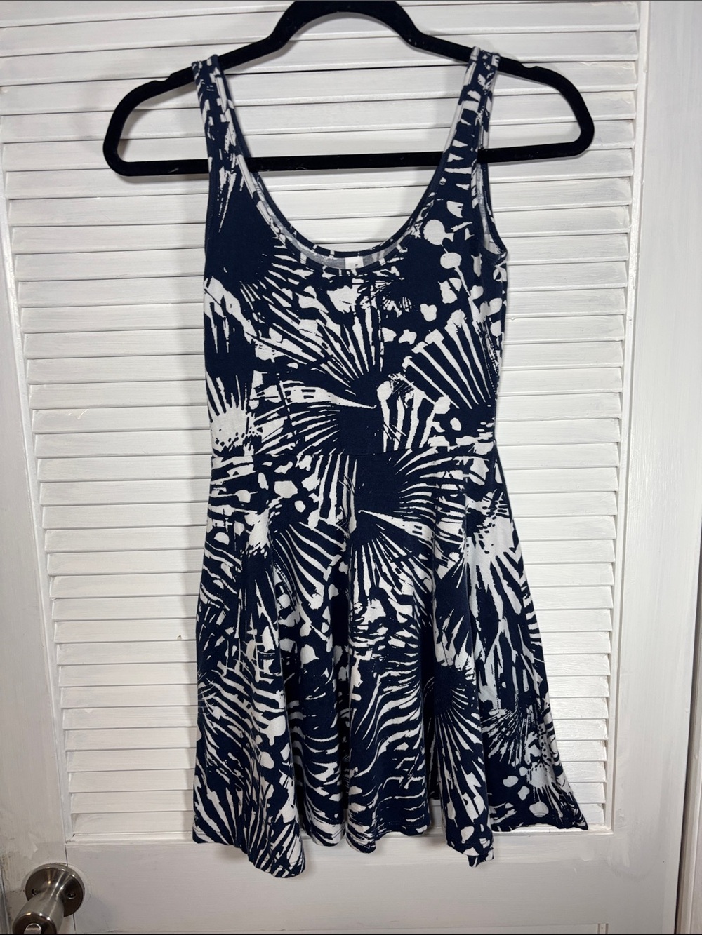 Aeropostale Navy and White Printed Scoop Neck Mini Dress